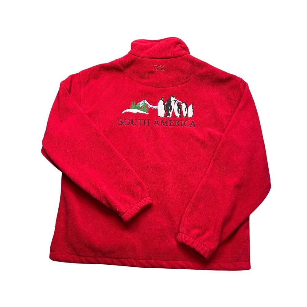 Princess Cruises‎ South America Fleece Jacket Red Full Zip Penguin Embroidered M